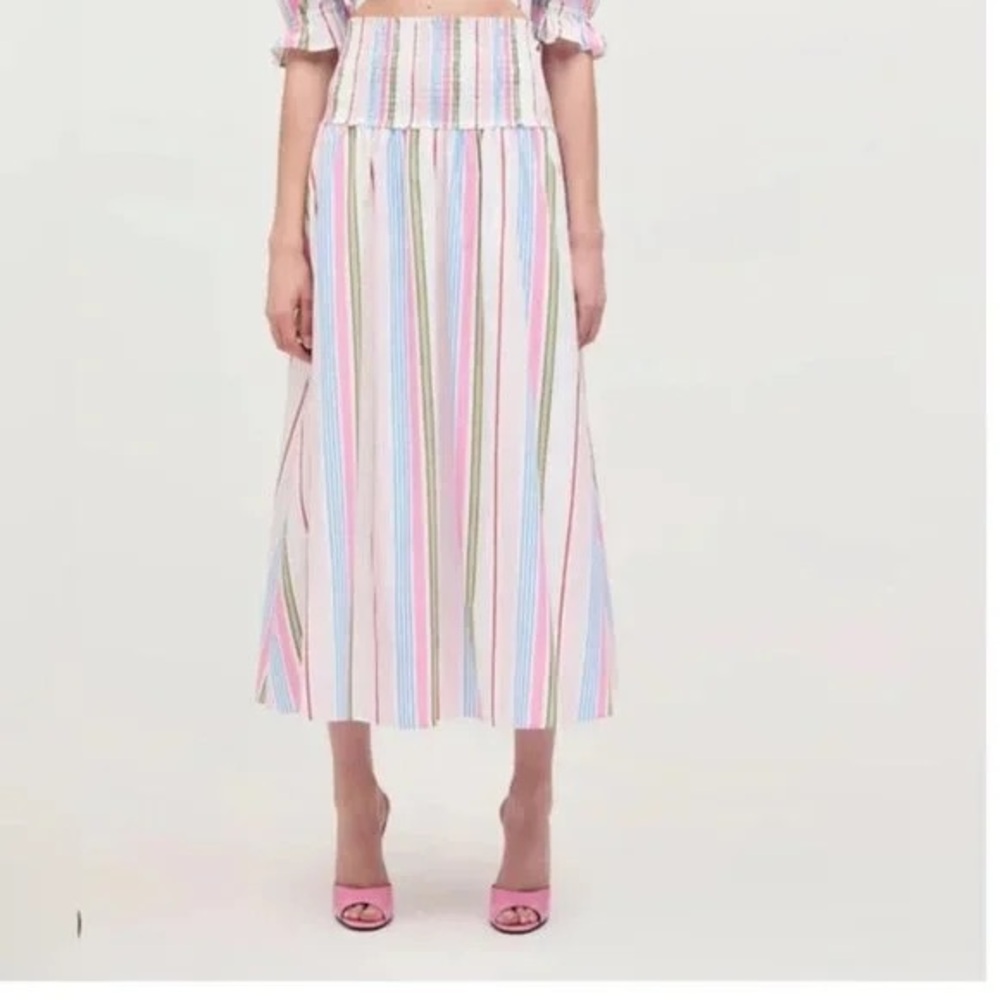 Hill House Pink and Blue A-Line Midi Skirt Set